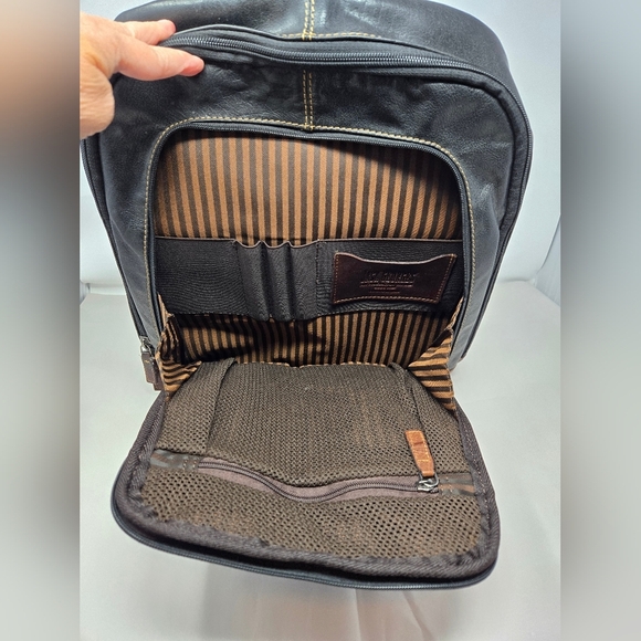 Jack Georges Men Leather Back Pack Black-Brown Hand Stained Buffalo Versatile - Picture 5 of 16